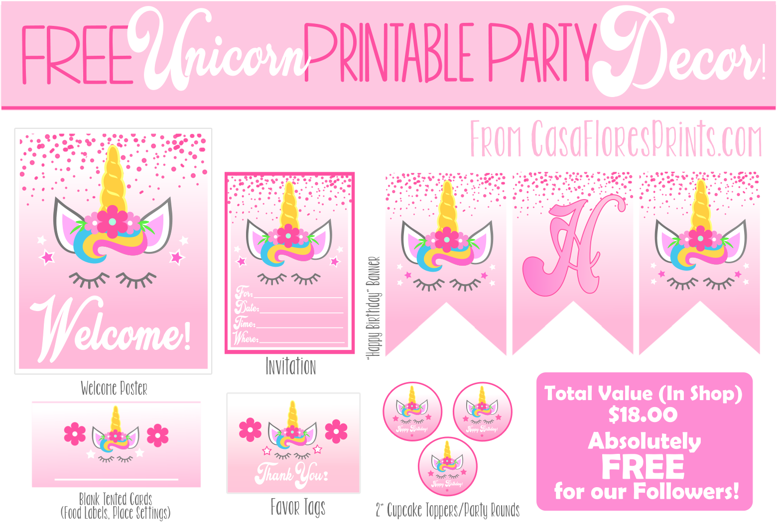Free Unicorn Party Printables